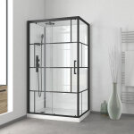 Aurlane - cabine de douche 110x80cm / receveur bas - verre transparent srigraphi et blanc - profils ...