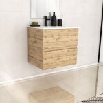 Meuble de salle de bains 60cm 2 tiroirschêne naturel + vasque céramique blanche - timber 60 Meuble de salle de bains 60cm 2 tiroirschêne naturel + vasque céramique blanche - timber 60