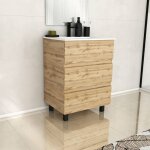 Meuble de salle de bains 60cm 3 tiroirschêne naturel + vasque céramique blanche - timber 60 Meuble de salle de bains 60cm 3 tiroirschêne naturel + vasque céramique blanche - timber 60