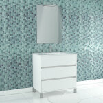 Pack meuble salle de bains 80cm blanc 3 tiroirs, vasque, miroir 60x80 et rglette led - xenos