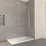 Aurlane - pack paroi de douche 120x200cm verre transparent - barre de fixation extensible et profil or ...
