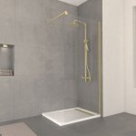Aurlane - pack paroi de douche 90x200cm verre transparent - barre de fixation extensible et profil or ...