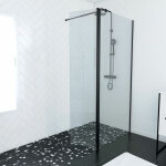 Aurlane - pack paroi de douche et volet pivotant 90 + 40x200 cm - verre transparent - barre de fixation ...