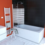 Aurlane - pare baignoire pivotant 130x75cm verre serigraphie et profile aluminium blanc Aurlane - pare baignoire pivotant 130x75cm verre serigraphie et profile aluminium blanc