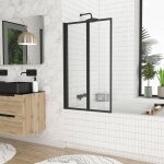 Aurlane - pare baignoire pivotant 70x120cm - 2 volets noir mat - verre tremp� 4mm - duplo