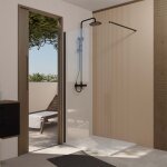 Aurlane - paroi de douche 100x200cm en verre tremp� transparent 8mm anticalcaire - profil� noir mat - ...