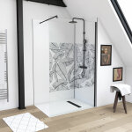 Aurlane - paroi de douche 120x195cm serigraphie type jungle - verre 5mm - bras de fixation redecoupable ...
