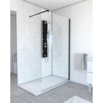 Aurlane - paroi de douche 120x200cm - verre tremp� transparent 8mm - profil� noir - freedom 2 black
