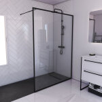Aurlane - paroi de douche 140x200 cm - cadre et bras aluminium noir mat - dark contouring