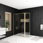 Aurlane - paroi de douche avec volet pivotant 120 + 40x200 cm - finition or dor� bross� - goldy contouring ...