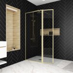 Aurlane - paroi de douche avec volet pivotant 80 + 40x200 cm - finition or dor� bross� - goldy contouring ...