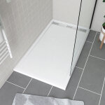 Aurlane - receveur en acrylique blanc 80x140x5 cm - grille lin�aire chrome - whiteness ii