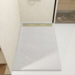 Aurlane - receveur en acrylique blanc effet pierre 90x140x5 cm + grilles lin�aires chrome et or bross� ...