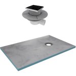 Receveur de douche � carreler 90x140 cm avec bondes � sortie horizontale - grille noire