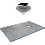 Aurlane - receveur de douche � carreler 90x160 cm avec bondes � sortie horizontale - grille noire