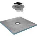 Aurlane - receveur de douche � carreler 90x90 cm avec bondes � sortie horizontale - grille noire