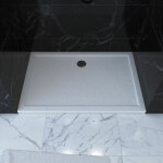 Aurlane - receveur de douche a poser rectangle extra plat en acrylique renforcee blanc - finition pierre ...