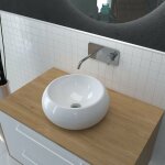 Aurlane - vasque � poser en c�ramique blanche ronde - 40x15cm - pop bowl