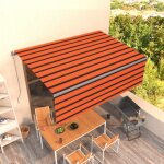 Vidaxl - auvent manuel rétractable avec store 4x3 m orange et marron Vidaxl - auvent manuel rétractable avec store 4x3 m orange et marron
