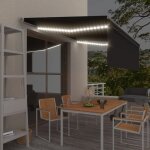 Torana - auvent manuel rtractable et store et led 4x3 m anthracite