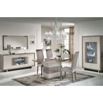 Auxane - pack s�jour table allongeable + buffet 4p led + console gris metallis� et mat