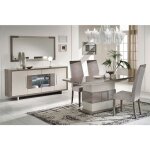 Auxane - pack s�jour table allongeable + buffet 4p led gris m�tallis� et mat