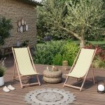 Avril paris - lot de 2 chiliennes pliantes r�glables - structure h�tre toile 100 % coton amovible - lacquy ...