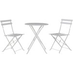 Avril paris - table et chaises pliantes bistrot balcon terrasse - 2 places - blanc - flore Avril paris - table et chaises pliantes bistrot balcon terrasse - 2 places - blanc - flore