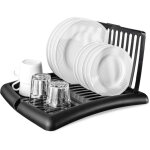 Awelco - egouttoir a vaisselle noir extensible avec espace pour assiettes et verres