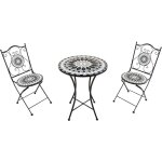 Axi am�lie table et chaise bistrot, 2 chaises 1 table, ensemble bistro ext�rieur mosaique noir / blanc ...