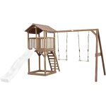 Beach tower aire de jeux avec toboggan en blanc, 2 balan�oires & bac � sable grande maison enfant ext�rieur ...