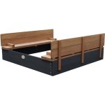Ella xl bac  sable enfant anthracite & marron - 120 x 120 cm bac  sable pour enfants en bois fsc avec ...