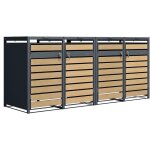 Lucas cache poubelle mtallique anthracite / aspect bois - abri poubelle pour 4 conteneurs - max. 240l ...