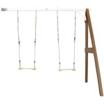 Portique mural en bois fsc marron / blanc avec 2 balan�oires enfant balan�oire pour l'ext�rieur / le ...
