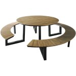 Taco table de pique - nique ronde en teck & anthracite pour 6 personnes - 200 x 190 cm table de pique ...