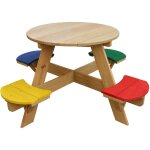 Ufo table de pique nique ronde pour enfants en bois table ronde enfant pour le jardin multicouleur avec ...