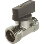 Ayor - robinet d'arr�t chrom� droit 1 / 4 tour - double m�le 15 / 21 - en laiton chrom�