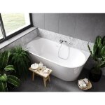Azura home design - baignoire d'angle droit blanc avec bonde chrome 170x80 zoya