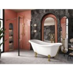 Azura home design - baignoire lot blanc sur pieds pattes de lion dores otylia 170x77