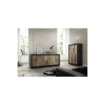 Azura home design - buffet basic 4 portes noir mat / pero 207 cm