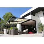 Couleurs du monde - azura - pergola adossee 3. 5x4 m avec toile renforcee 490gr / m