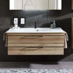 Azurlign - meuble de salle de bain carat ligne 212 diam�tre 120 cm couleur ch�ne riviera colonne de rangement ...
