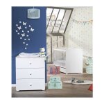 Baby price - chambre b�b� duo basic boule: lit 120x60, commode a langer - babyprice - blanc