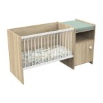 Baby price - lit combin� up 120x60 cm - evolutif en 90x190 - avec porte - d�cor chene dor�