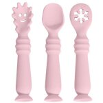 Baby spoons 3 - piece pack, cutlery kit for complementary feeding, food grade silicone bpa free, pink ...