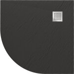Idralite - bac  douche anthracite effet pierre mod. blend 90x90 cm demi - circulaire