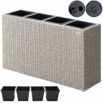 Bac  fleurs en polyrotin jardinire 4 compartiments 95x27x60 cm pot de fleurs bac intrieur extrieur ...