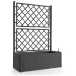 Bac a fleurs rectangulaire natural deluxe avec treillis - 100 x 43 x h 142 cm - 90 + 6, 5 l dans la reserve ...