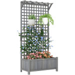 Bac � fleurs avec treillis et toit - bac � plantes, bac � fleurs, r�sistant � l'eau, bois, 90 x 45 x ...