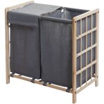 Bac � linge hwc - b60, bo�te � linge panier � linge, bois massif 60x60x33cm 68l brun clair, couvercle ...